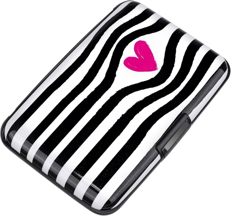 ELFISH Mini RFID Aluminum Wallet Credit Cards Holder Business Card Case Metal ID Case for Men Women (Eye heart) - Image 1